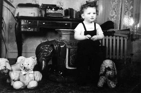 Barbara with elephant in grandpa Frank's law office